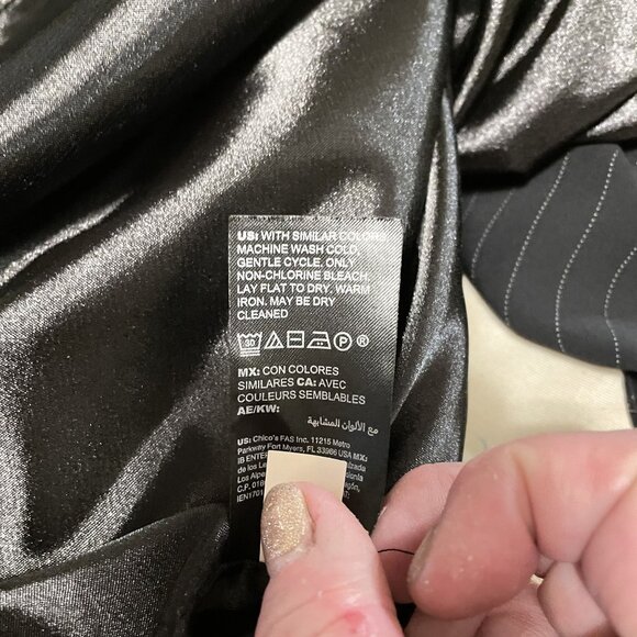 White House Black Market Pinstripe Sleeveless Midi Stretch Sheath Dress Size 14 - Picture 7 of 7